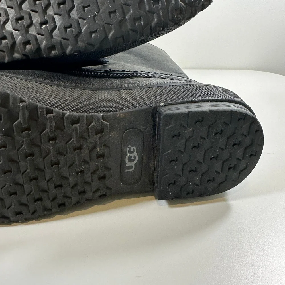 UGG‎ Waterproof Duck Boots Black Leather Rubber Lace Up Rain Snow Mens 11